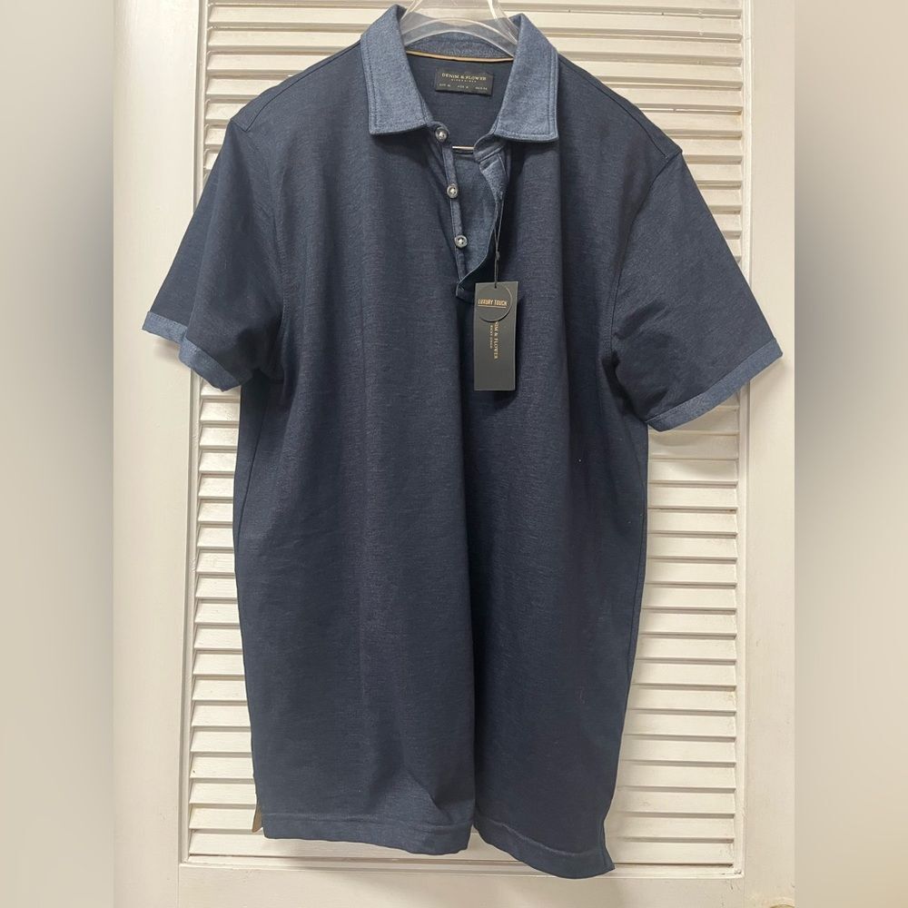 NWT DENIM and FLOWER✨RICKEY SINGH✨XL Men's Navy Polo Shirt